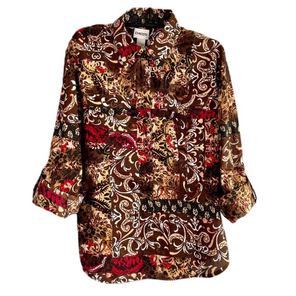 CHICO'S Women's Snap-Front Blouse - Size 0 (S) - Picture 1 of 7